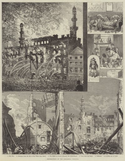Destruction of the Alhambra Theatre by Alfred Courbould
